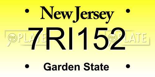 7RI152 New Jersey License Plate