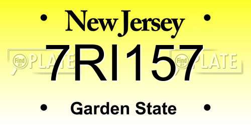 7RI157 New Jersey License Plate