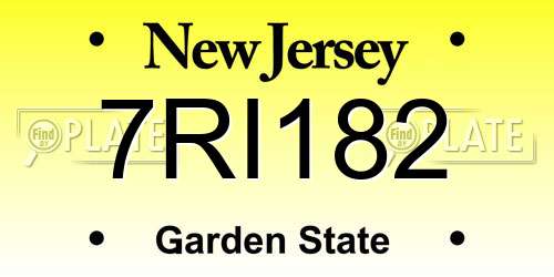 7RI182 New Jersey License Plate