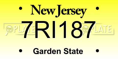 7RI187 New Jersey License Plate