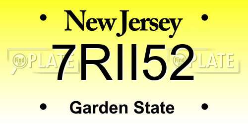 7RII52 New Jersey License Plate