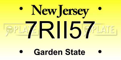 7RII57 New Jersey License Plate