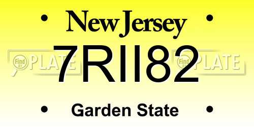 7RII82 New Jersey License Plate