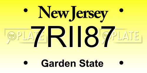 7RII87 New Jersey License Plate