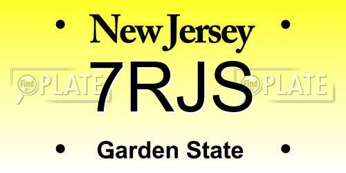 7RJS New Jersey License Plate