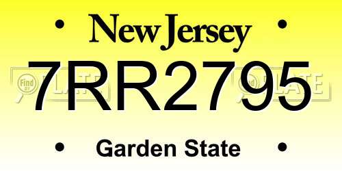 7RR2795 New Jersey License Plate