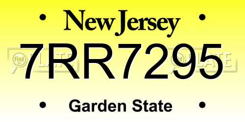 7RR7295 New Jersey License Plate
