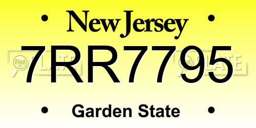 7RR7795 New Jersey License Plate