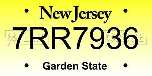 7RR7936 New Jersey License Plate