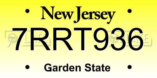 7RRT936 New Jersey License Plate