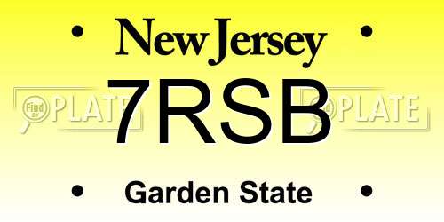 7RSB New Jersey License Plate