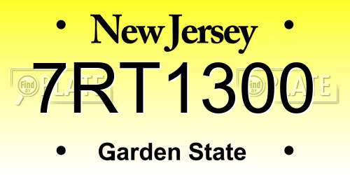 7RT1300 New Jersey License Plate