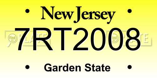 7RT2008 New Jersey License Plate