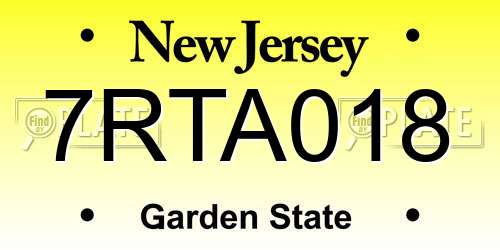 7RTA018 New Jersey License Plate