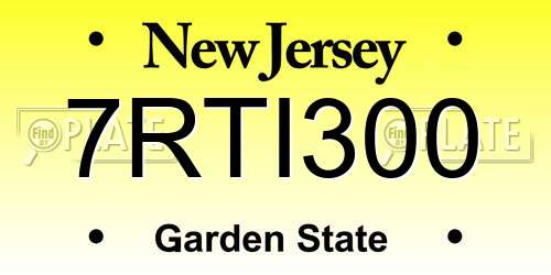 7RTI300 New Jersey License Plate