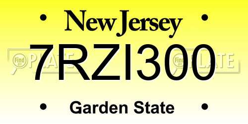 7RZI300 New Jersey License Plate