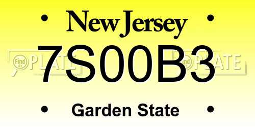 7S00B3 New Jersey License Plate