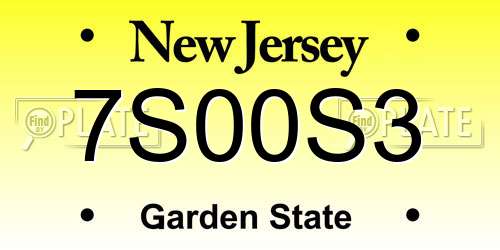 7S00S3 New Jersey License Plate