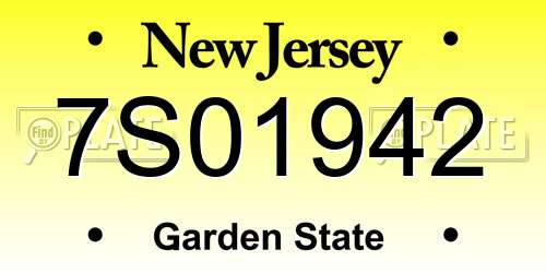 7S01942 New Jersey License Plate