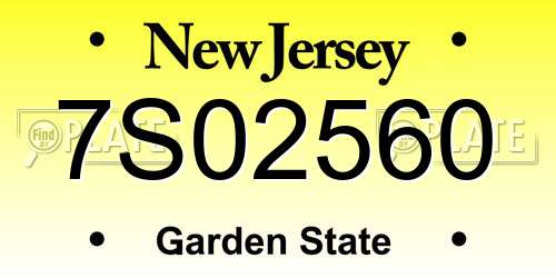 7S02560 New Jersey License Plate