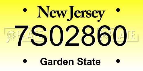 7S02860 New Jersey License Plate