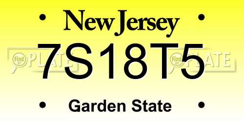 7S18T5 New Jersey License Plate