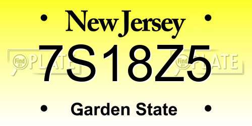 7S18Z5 New Jersey License Plate