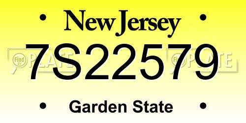 7S22579 New Jersey License Plate