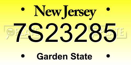 7S23285 New Jersey License Plate