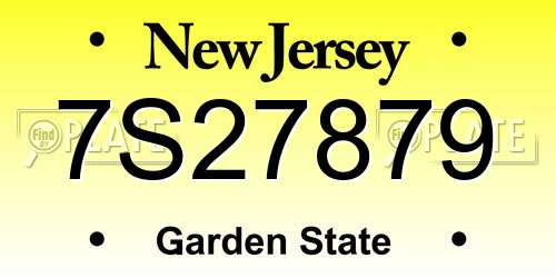 7S27879 New Jersey License Plate
