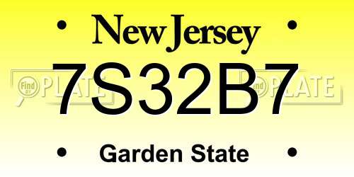 7S32B7 New Jersey License Plate