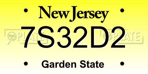 7S32D2 New Jersey License Plate