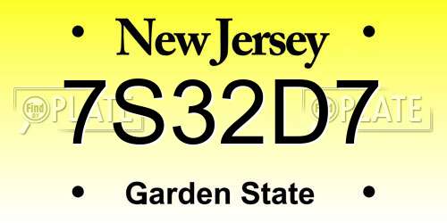 7S32D7 New Jersey License Plate