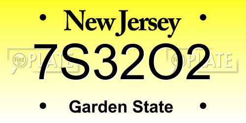 7S32O2 New Jersey License Plate