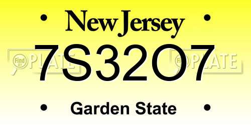 7S32O7 New Jersey License Plate