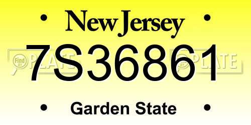 7S36861 New Jersey License Plate