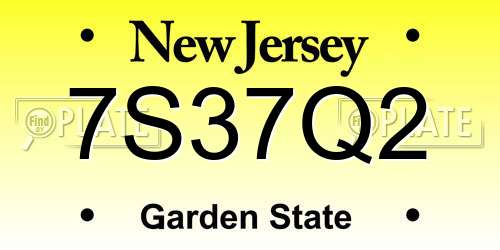 7S37Q2 New Jersey License Plate