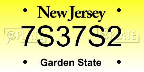 7S37S2 New Jersey License Plate