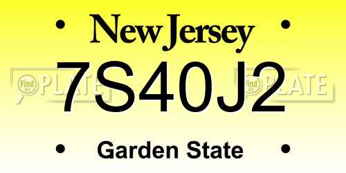 7S40J2 New Jersey License Plate