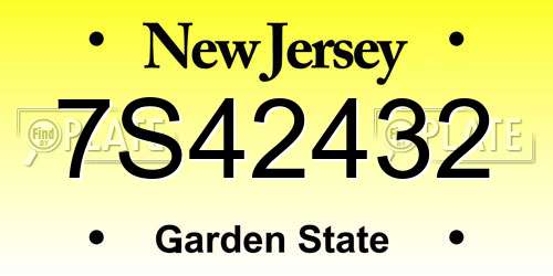 7S42432 New Jersey License Plate