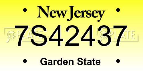 7S42437 New Jersey License Plate