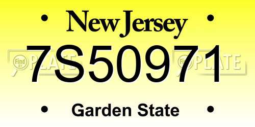 7S50971 New Jersey License Plate