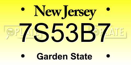 7S53B7 New Jersey License Plate