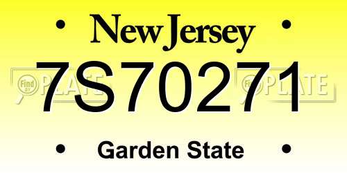 7S70271 New Jersey License Plate