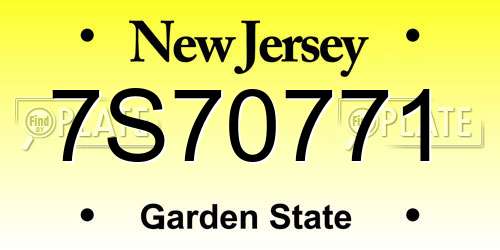 7S70771 New Jersey License Plate