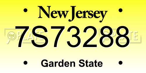 7S73288 New Jersey License Plate