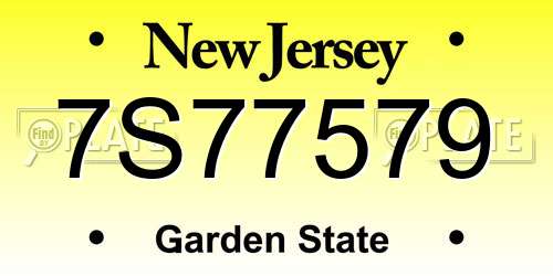 7S77579 New Jersey License Plate