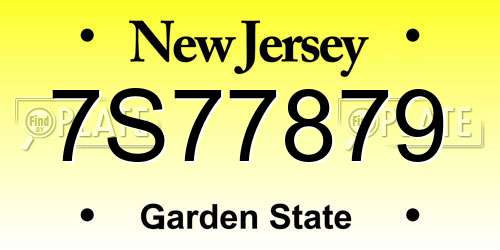 7S77879 New Jersey License Plate