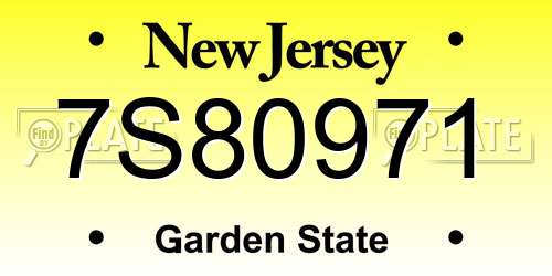 7S80971 New Jersey License Plate