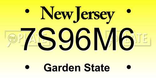 7S96M6 New Jersey License Plate
